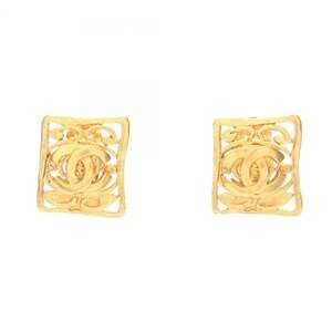 CHANEL Gold Logo Earrings